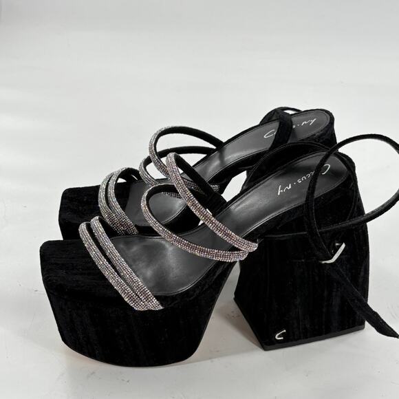 Sam Edelman Circus Mila Platform Heels 8 Black Velvet Jewel NWOT Heels Glam - Picture 2 of 8